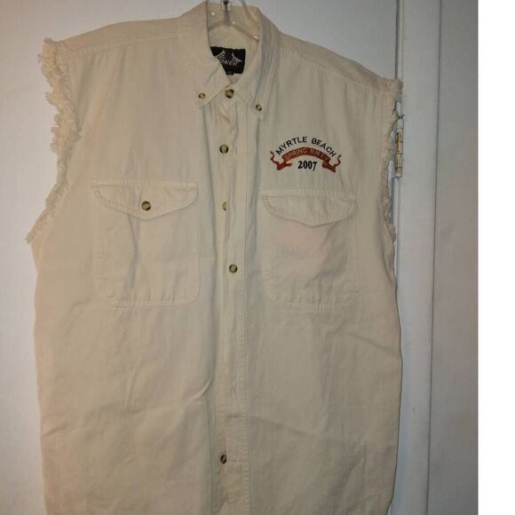 Myrtle Beach 2007 Spring Rally 67th Anniv. Cream Sleeveless Shirt - RARE! sz. L - Picture 3 of 4